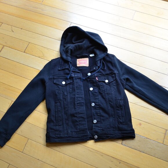 Levis New Hybrid Original Trucker Jacket Size S Black - Picture 1 of 11